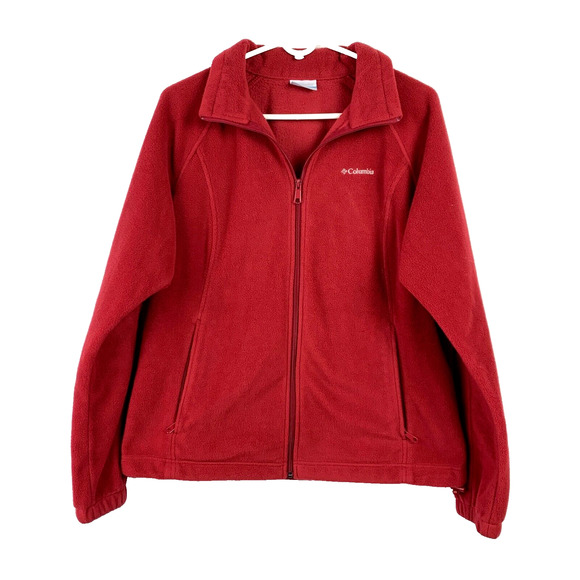 Columbia Salmon Red Full Zip Classic Fleece Jacket Womens XL - Picture 1 of 6